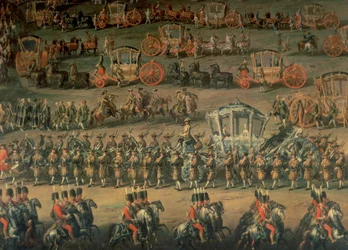 La llegada de Isabel de Parma con motivo de su boda con José II (futuro Emperador de Alemania), 1760